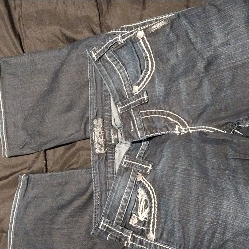 Silver jeans.